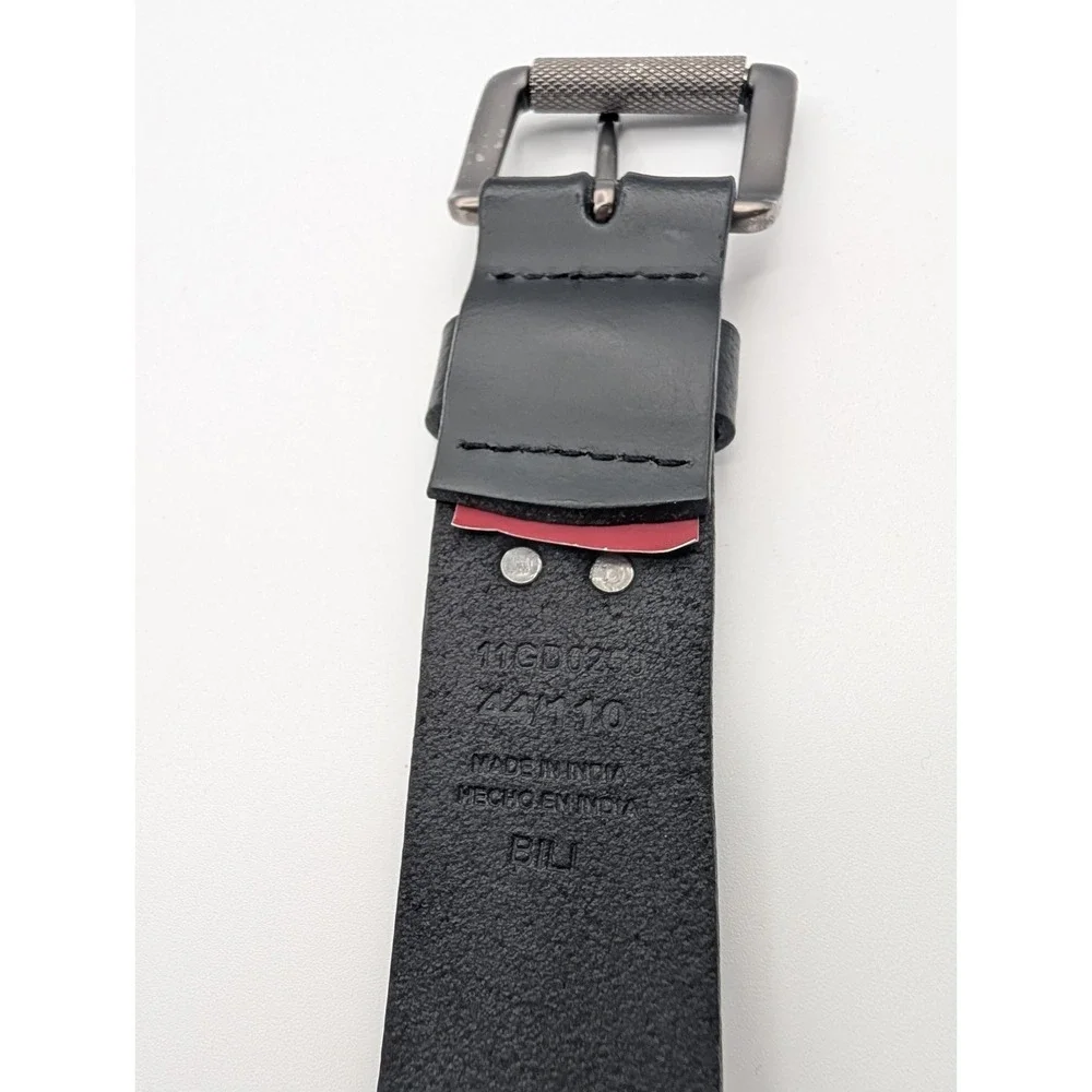 Dickies Genuine Leather Belt Black Size 44 Men's Work Casual Gunmetal Buckle